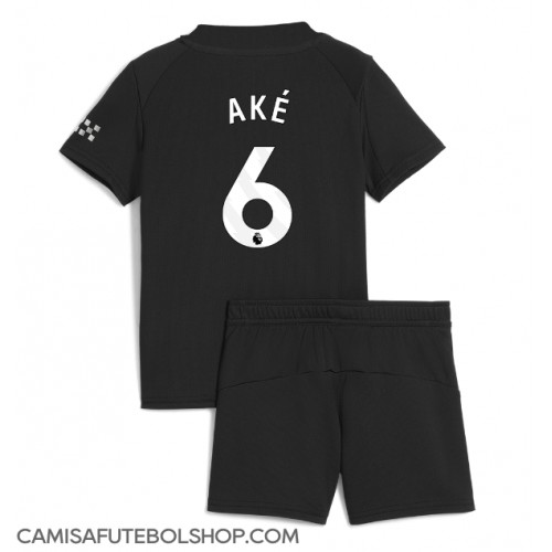 Camisa de time de futebol Manchester City Nathan Ake #6 Replicas 2º Equipamento Infantil 2025-26 Manga Curta (+ Calças curtas)